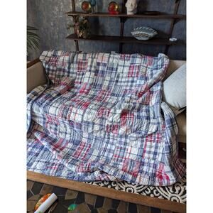 Vintage Pottery Barn Quilt 84 x 87 Hand Embroidered